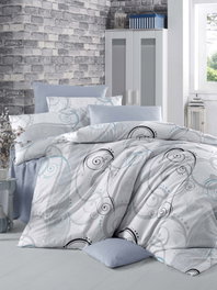 L'essentiel linge de maison Juego de funda de edredón Güliz Ranforce Blanco, gris y negro